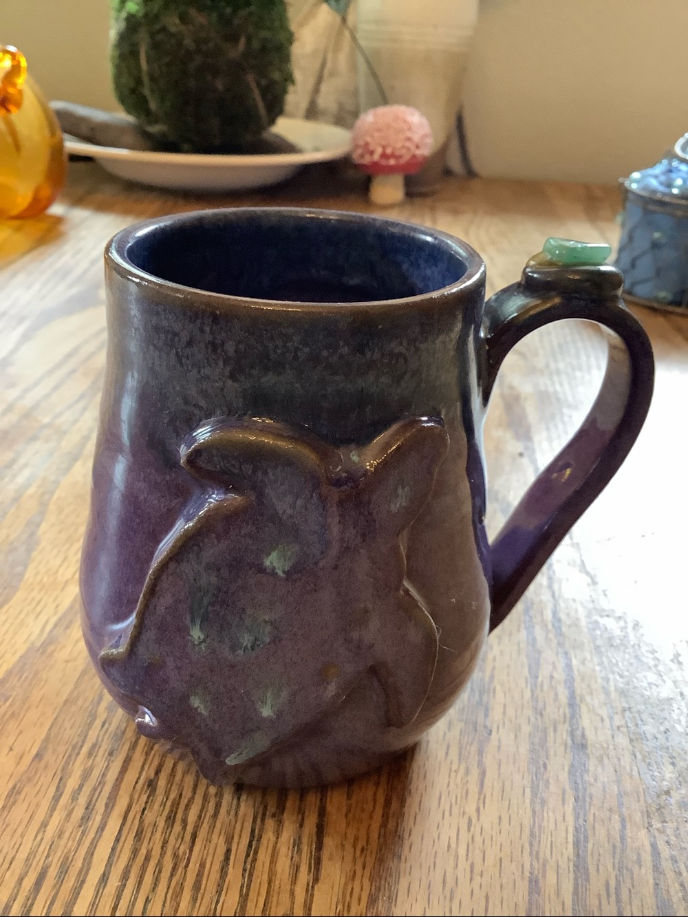 Handcrafted Ceramic Purple Turtle Relief Mug - Hand made